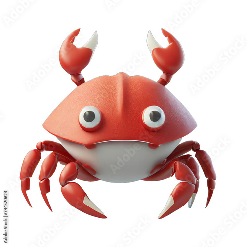 Crab cartoon character. Funny animal 3d photo