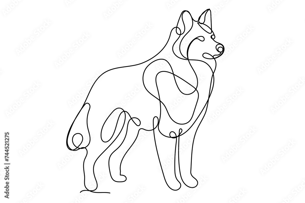 Line Art Wolf Mascot Illustration. Wolf Animal Continuous Editable Outline Doodle Icon Drawn Contour Isolated On White Line Art Wolf Mascot Illustration. Wolf Animal Continuous Editable Outline Doodle Icon Drawn Contour Isolated On White