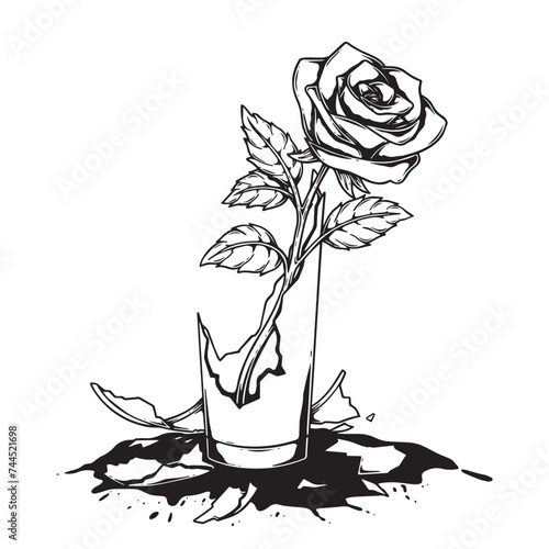 broken glass and rose