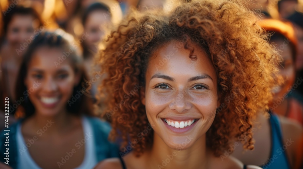Smiling Woman in Crowd Smiling Woman in Crowd