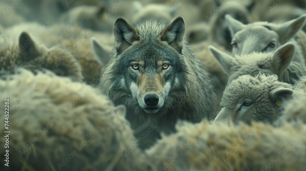 Fototapeta premium Wolf Among Sheep