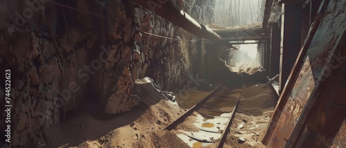 Abandoned mine shaft exuding a hauntingly serene sense of forgotten history.