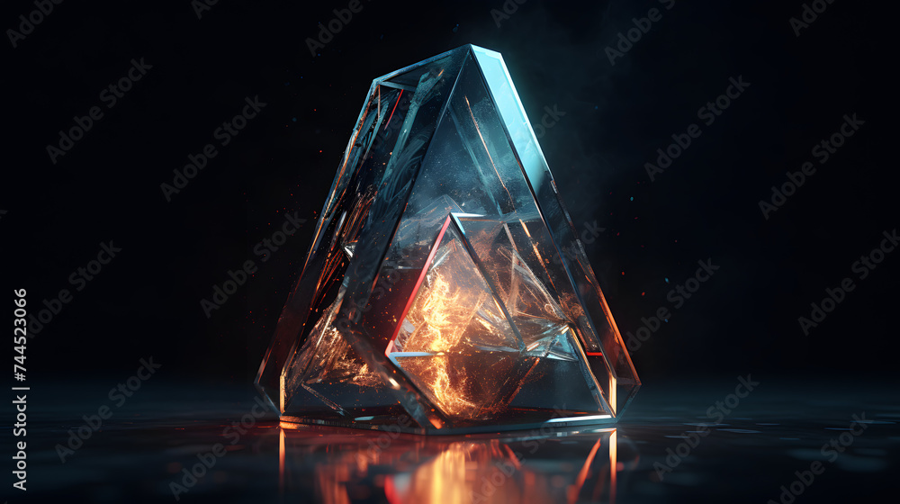 abstract triangle logo with two glowing triangles abstract triangle logo with two glowing triangles