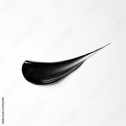 Minimalist black kajal line swatch makeup smudge ink on white background