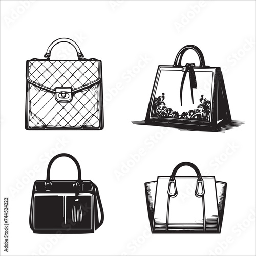 handbags silhouette set  isolated on white background