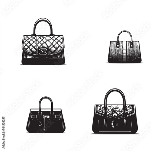 handbags silhouette set  isolated on white background