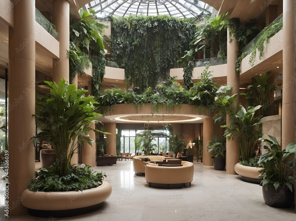 The interior has a lot of greenery in the lobby
The interior has a lot of greenery in the lobby