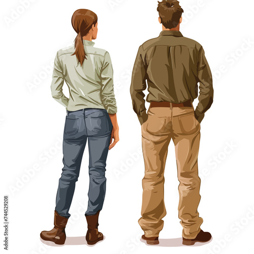 Man and Woman Character Standing Backiewector is