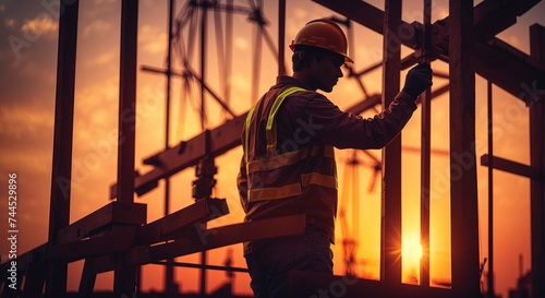 Construction worker at sunset © MochSjamsul