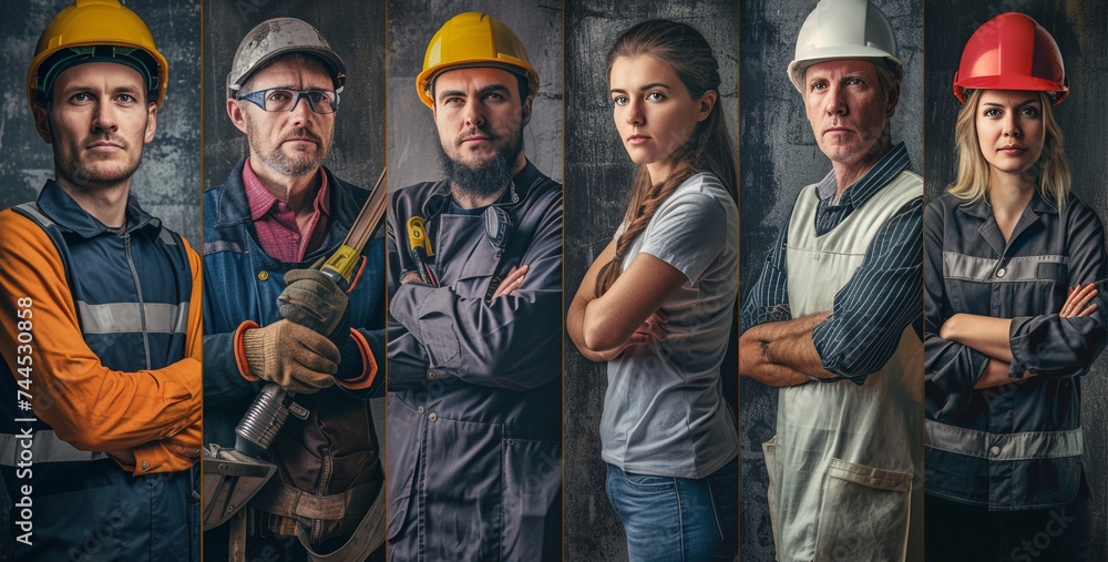 workers in different professions and settings High-resolution photograph clean sharp focus, focus stacking, digital photography