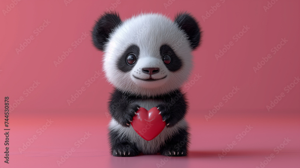 Adorable Baby Panda Holding a Heart Adorable Baby Panda Holding a Heart