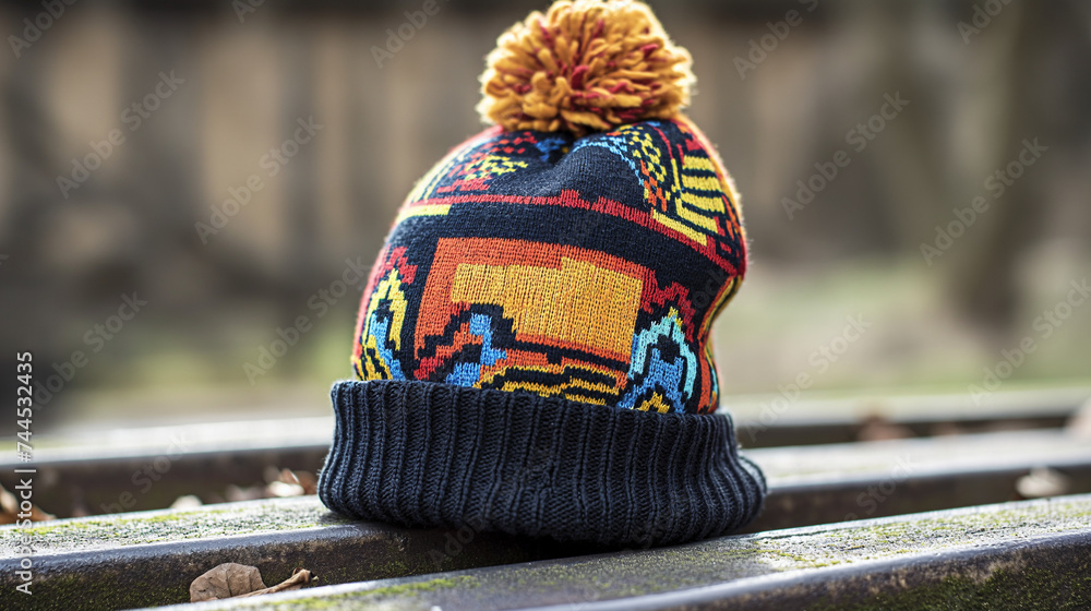 colorful tribal beanie hat outdoor photograph 