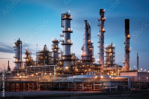 Modern refinery, petrochemical industry factory with sky background.