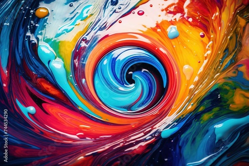 Close-up of swirling paint patterns inside a kaleidoscope