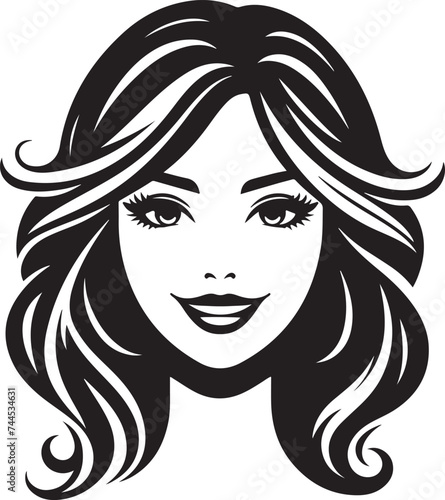 A beautiful Woman s face with a smile Vector Art Illustration  Silhouette