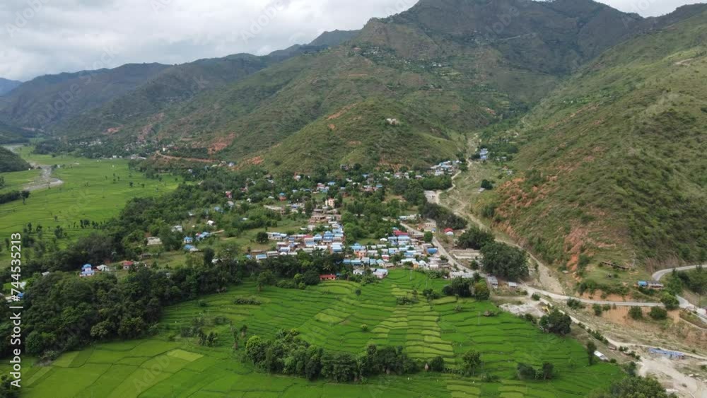 Aerial view of beautiful Village in Nepal 4k. traditional village in Nepal. Rural Village. Beautiful mountains. Hilly area in Nepal. landscape of the authentic village and lifestyles 4K Aerial view of beautiful Village in Nepal 4k. traditional village in Nepal. Rural Village. Beautiful mountains. Hilly area in Nepal. landscape of the authentic village and lifestyles 4K