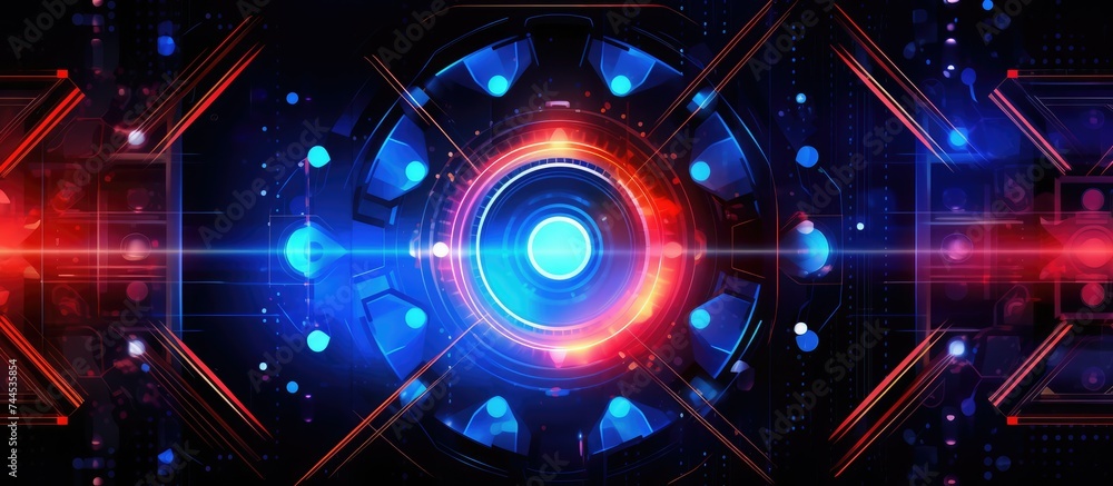 Glowing circle abstract technology background. Genrative AI.