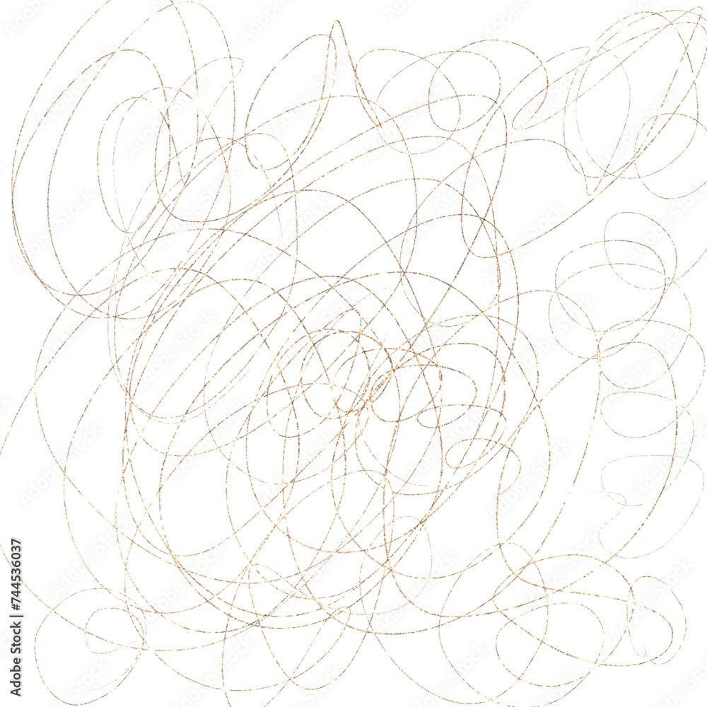 Abstract chaotic thin golden lines on a white background. Digital art. Abstract chaotic thin golden lines on a white background. Digital art.