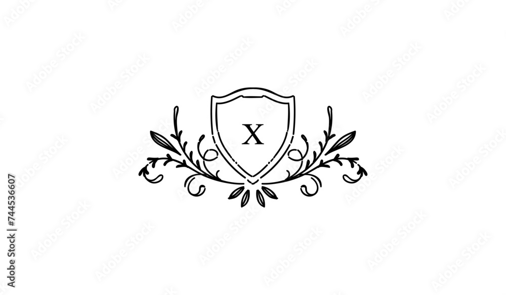 Luxury Alphabetical Shield with Wings Logo Luxury Alphabetical Shield with Wings Logo