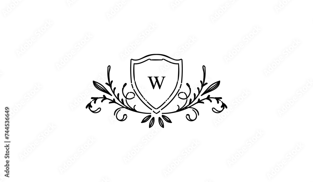 Luxury Alphabetical Shield with Wings Logo Luxury Alphabetical Shield with Wings Logo