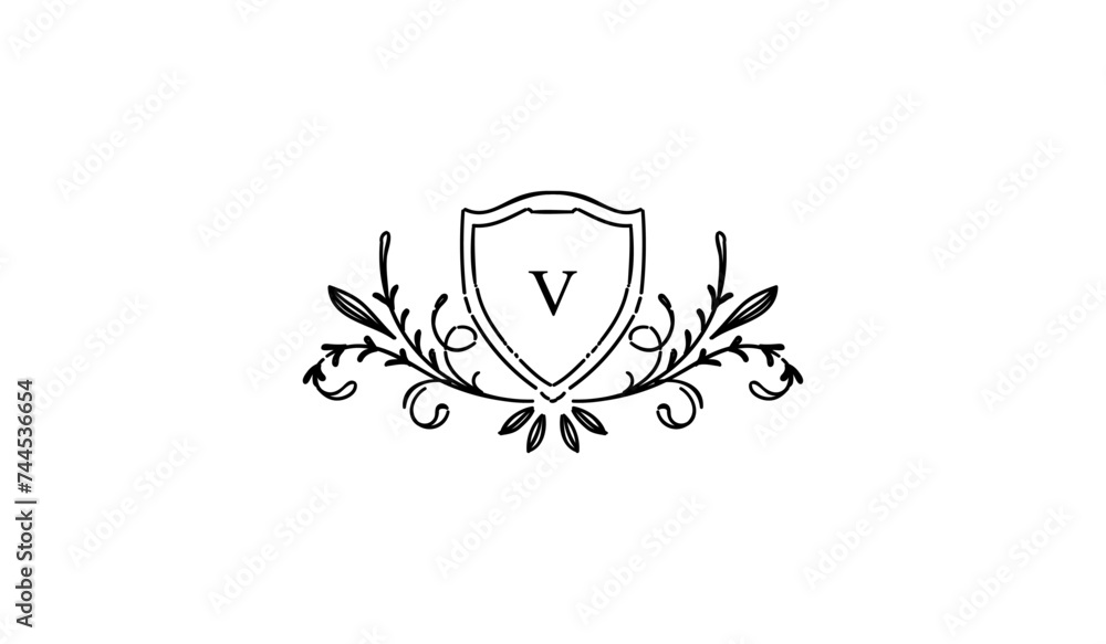 Obraz premium Luxury Alphabetical Shield with Wings Logo
