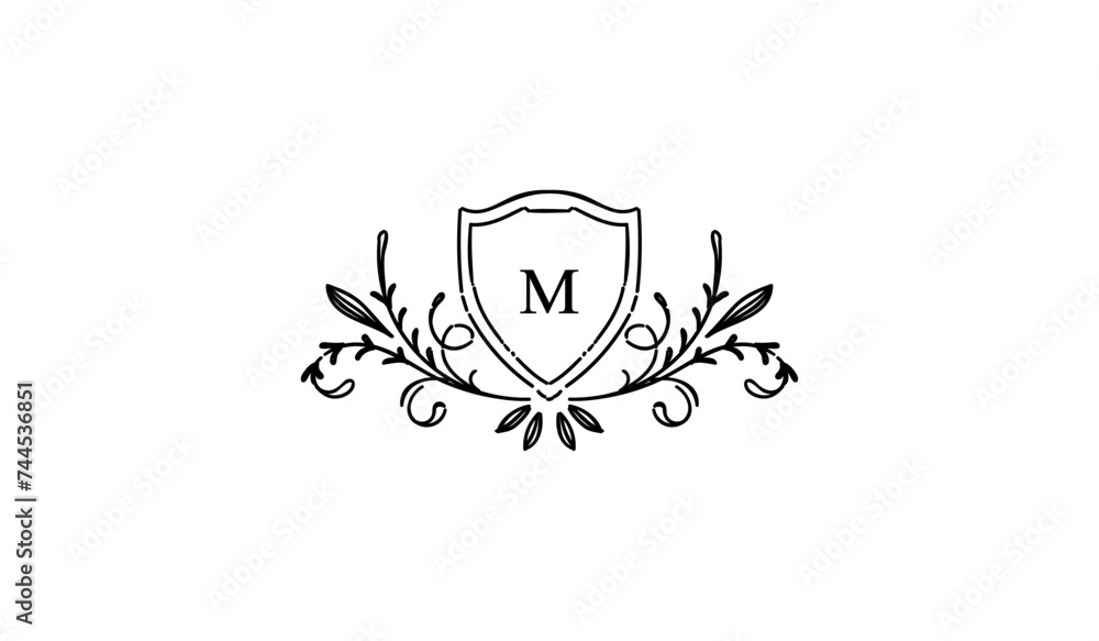 Luxury Alphabetical Shield with Wings Logo Luxury Alphabetical Shield with Wings Logo