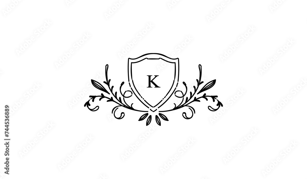 Luxury Alphabetical Shield with Wings Logo Luxury Alphabetical Shield with Wings Logo