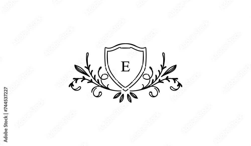 Luxury Alphabetical Shield with Wings Logo Luxury Alphabetical Shield with Wings Logo