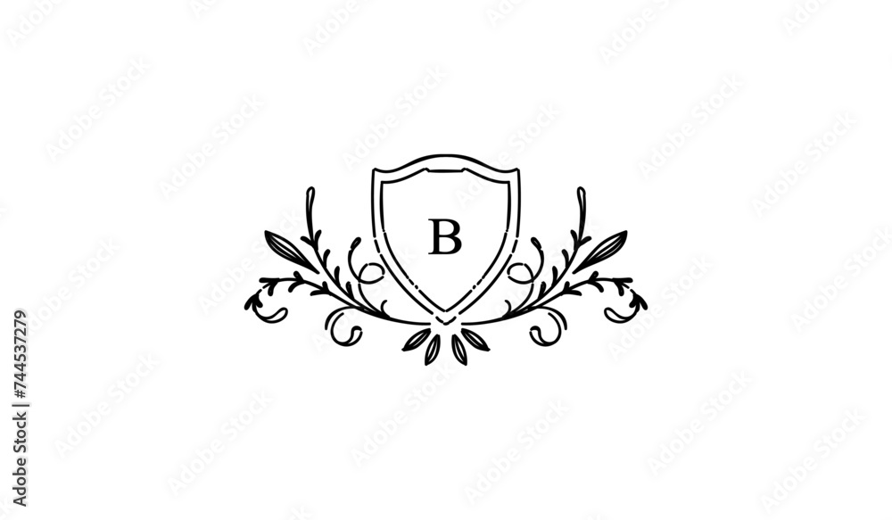 Luxury Alphabetical Shield with Wings Logo Luxury Alphabetical Shield with Wings Logo