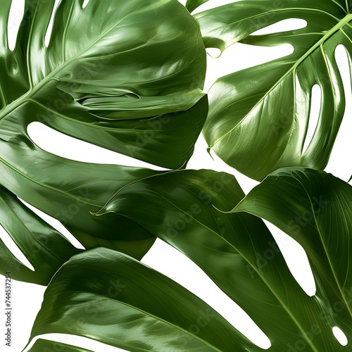 Isolated green leaves surrounded by white background with a touch of freshness, representing nature's vibrant foliage in spring