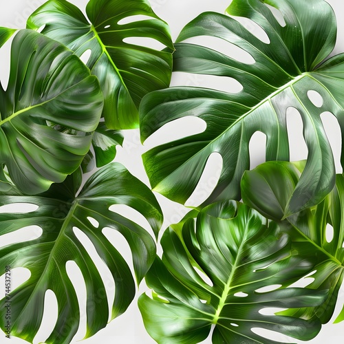 Isolated green leaves surrounded by white background with a touch of freshness, representing nature's vibrant foliage in spring