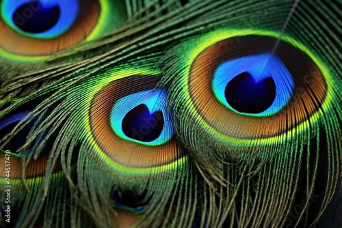 Up-close exploration of a peacock feather's mesmerizing design
