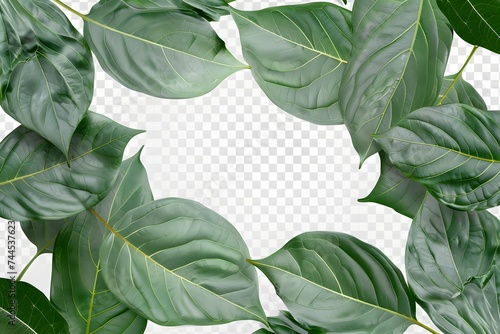 Isolated green leaves surrounded by white background with a touch of freshness, representing nature's vibrant foliage in spring