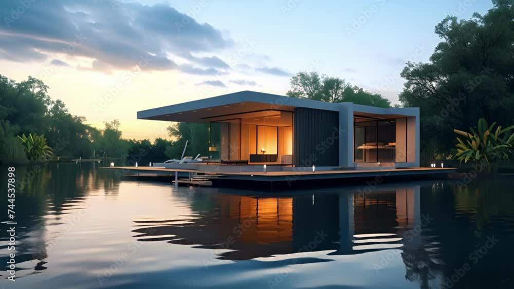 Bold and striking this floating structure boasts a modern design that appears to effortlessly float above its grand reflecting pond. Bold and striking this floating structure boasts a modern design that appears to effortlessly float above its grand reflecting pond.