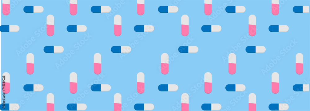 capsules medicine seamless pattern on a blue background, capsules medicine seamless pattern on a blue background,