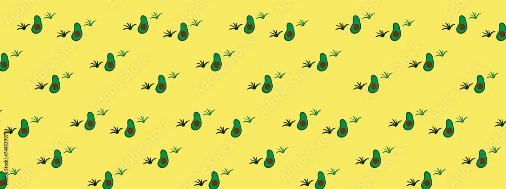 avocado leaves seamless pattern on yellow background avocado leaves seamless pattern on yellow background