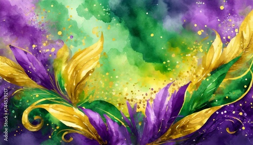abstract background with flowers  abstract watercolor painting  Mardi Gras Digital Watercolor Background  Abstract Splash Colorful Art  Ai Generate 