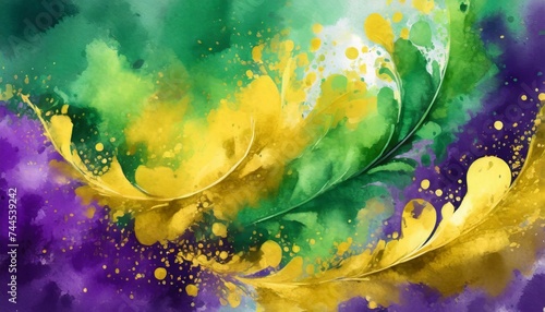 abstract background with bubbles, abstract watercolor painting, Mardi Gras Digital Watercolor Background, Abstract Splash Colorful Art, Ai Generate 
