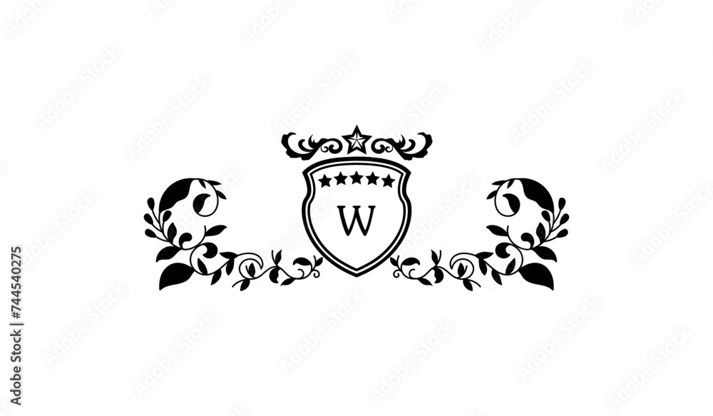 Luxury Alphabetical Crown Leaves Logo Luxury Alphabetical Crown Leaves Logo