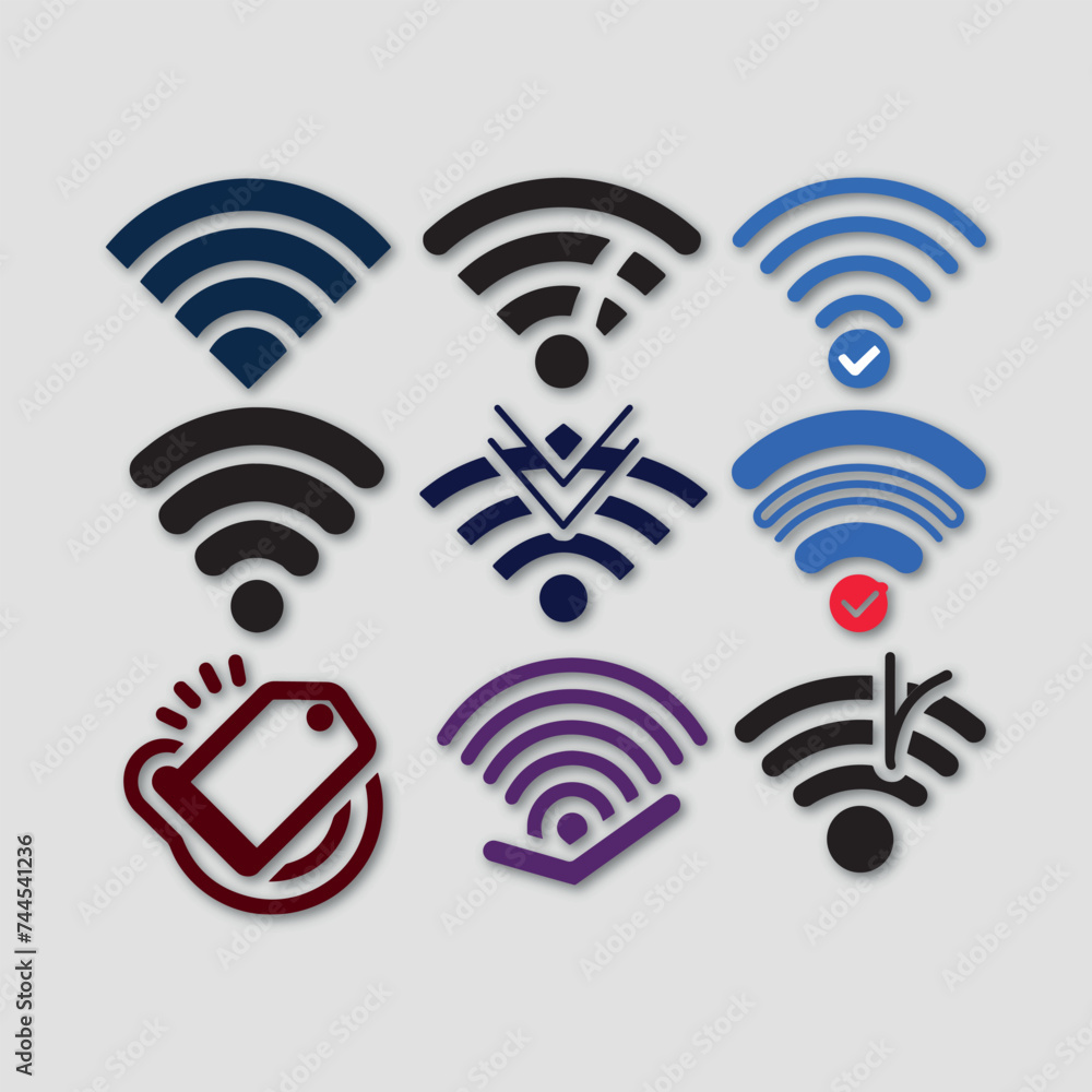 vector wifi with check and cross marks flat design vector wifi with check and cross marks flat design