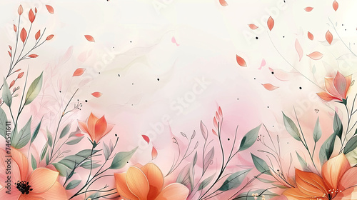 abstract floral background with flowers in pastel with text space in the centre