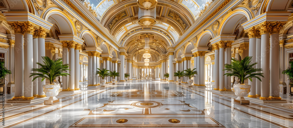 interior of a very luxurious palace - obrazy, fototapety, plakaty 