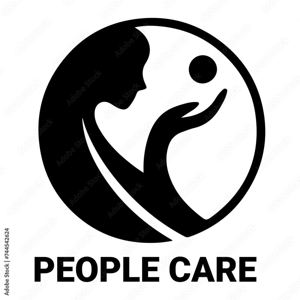 minimal People Care Logo Template, logo vector, black color silhouette