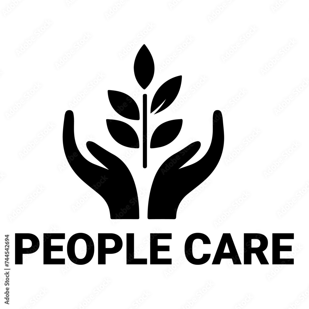 minimal People Care Logo Template, logo vector, black color silhouette minimal People Care Logo Template, logo vector, black color silhouette