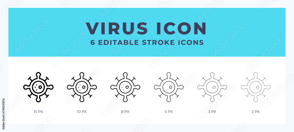 Virus icon. Editable stroke line icon vector illustration.