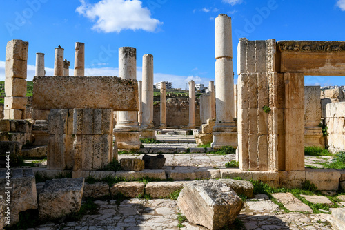 View at the roman ruins of Jerash in Jordan #744544443