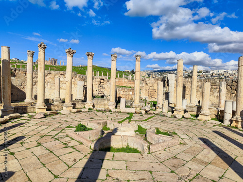 View at the roman ruins of Jerash in Jordan #744544652