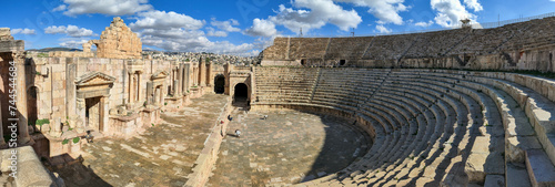 View at the roman amphitheater of Jerash in Jordan