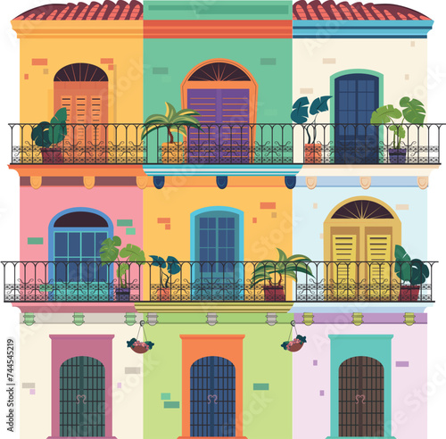 Illustration in vector of beauty Caribbean balconies