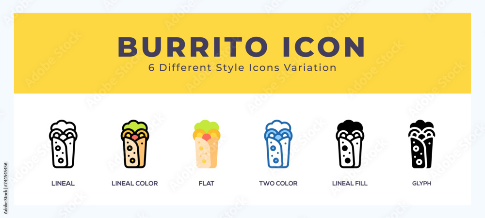 Obraz premium Burrito icon illustration vector with different styles
